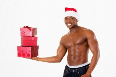 Read more about the article Smiling Black Santa with gifts
